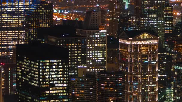 Zeitraffer der Innenstadt Chicagos in der Nacht — Stockvideo