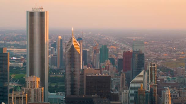 Hora do pôr-do-sol do centro de Chicago — Vídeo de Stock