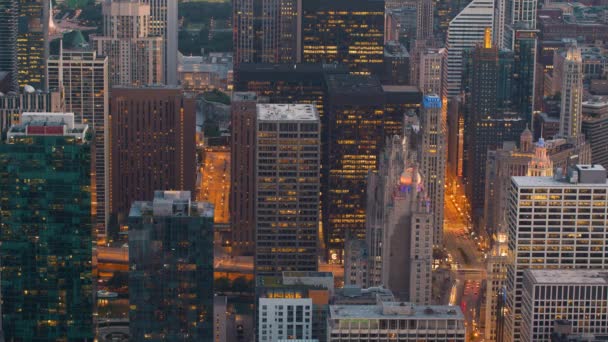 Ηλιοβασίλεμα time-lapse στο κέντρο της πόλης Σικάγο — Αρχείο Βίντεο