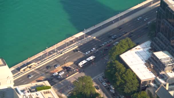 Cidade de Chicago com vista para o Lago Michigan — Vídeo de Stock