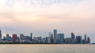 Günbatımı Downtown Chicago hızlandırılmış