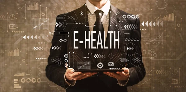 E-Health με επιχειρηματία που κατέχουν έναν υπολογιστή tablet — Φωτογραφία Αρχείου