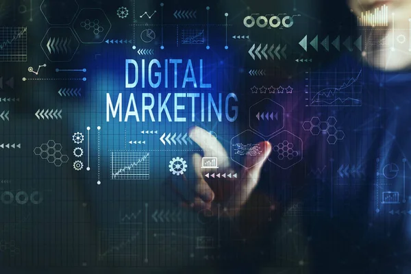 Marketing Digital com o jovem — Fotografia de Stock