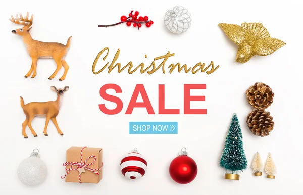 Christmas sale message with Christmas ornaments — Stock Photo, Image