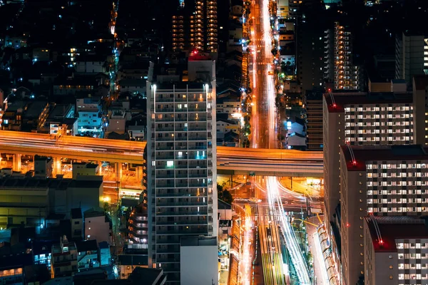 Tampilan udara dari persimpangan di Osaka — Stok Foto
