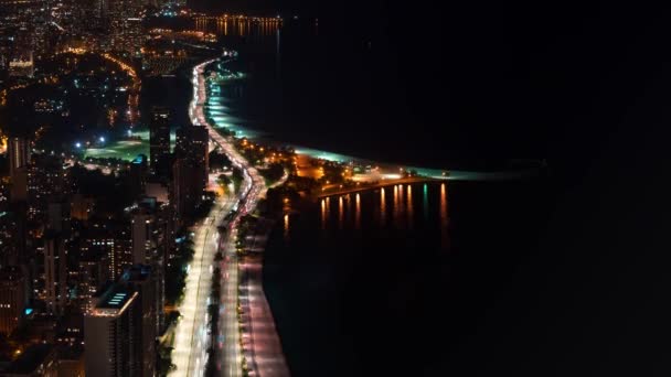 Time-lapse του Σικάγο το βράδυ — Αρχείο Βίντεο