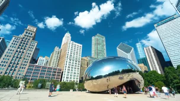 Chicago Sept 18Th 2018 Tourists Visit Cloud Gate Public Sculpture — Stock Video