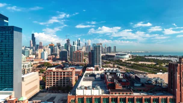Time-lapse του ορίζοντα του Σικάγου με skycrapers — Αρχείο Βίντεο