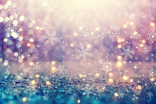 Vackra Snöflingor Abstrakt Skinande Ljus Bakgrund — Stockfoto