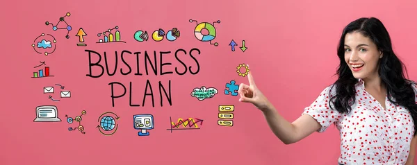 Business plan with young woman — Stock Photo, Image