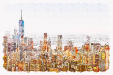Aşağı Manhattan NYC havadan görünümü
