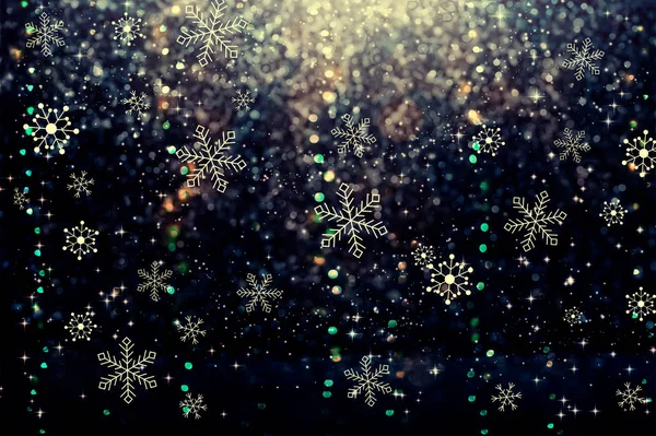 抽象闪亮的灯光背景上的雪花 — 图库照片