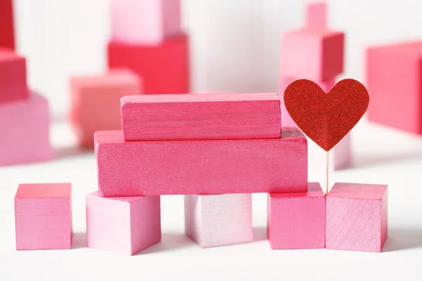 Pink and red blocks with hearts — Stock Photo, Image