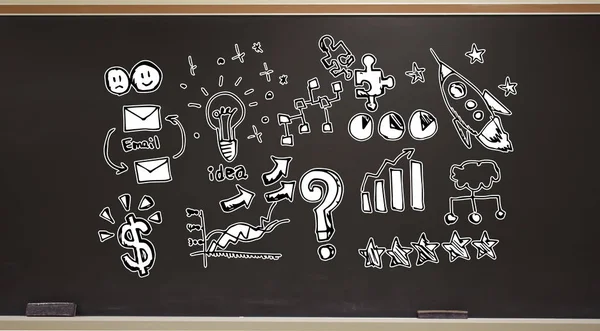 Business strategy ideas on a blackboard — Stock Photo, Image