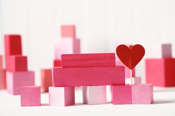 Pink and red blocks with hearts — Stock Photo, Image