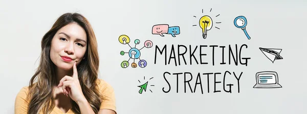 Marketingstrategie met jonge vrouw — Stockfoto