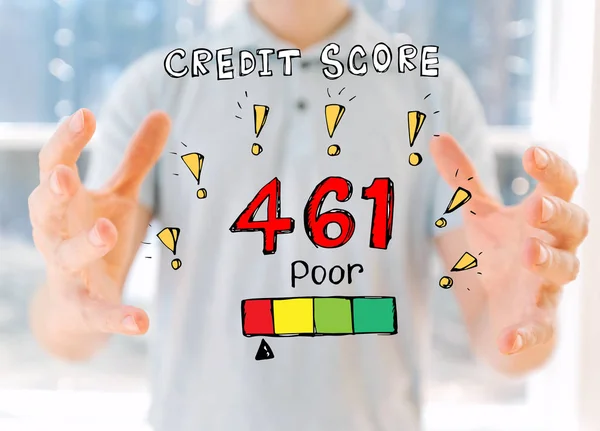 Poor credit score theme with young man — Φωτογραφία Αρχείου
