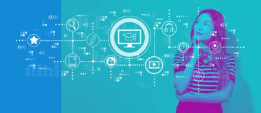 E-öğrenme genç iş kadını ile