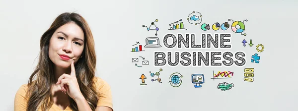 Online business with young woman — Stock Photo, Image