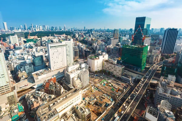 Flybilde av Shibuya, Tokyo, Japan – stockfoto
