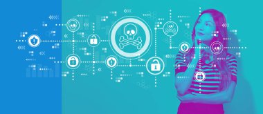 Genç iş kadını ile virüs ve aldatmaca Tema