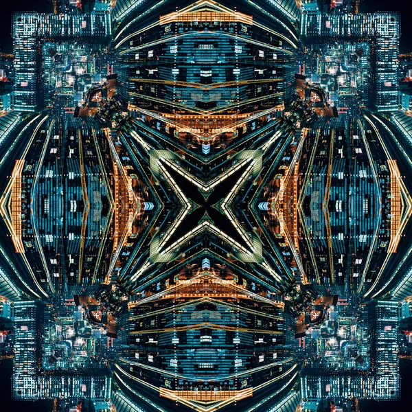 Abstract geometrisch symmetrische fractale patroon — Stockfoto