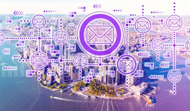 Manhattan'ın havadan görünümü ile e-posta