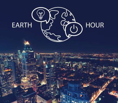 Dünya saati ile Manhattan'ın havadan görünümü