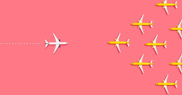 Toy airplanes opposing each other — Stock Photo, Image