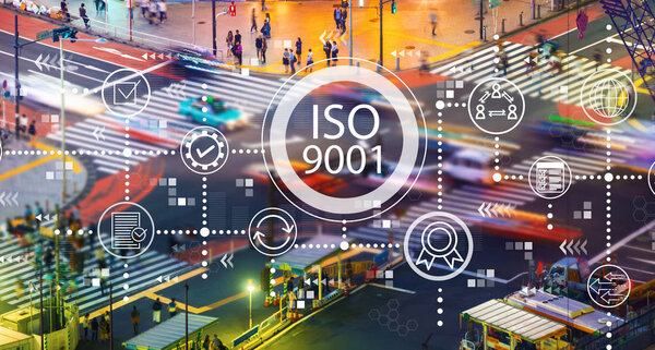 ISO 9001 with city traffic intersection