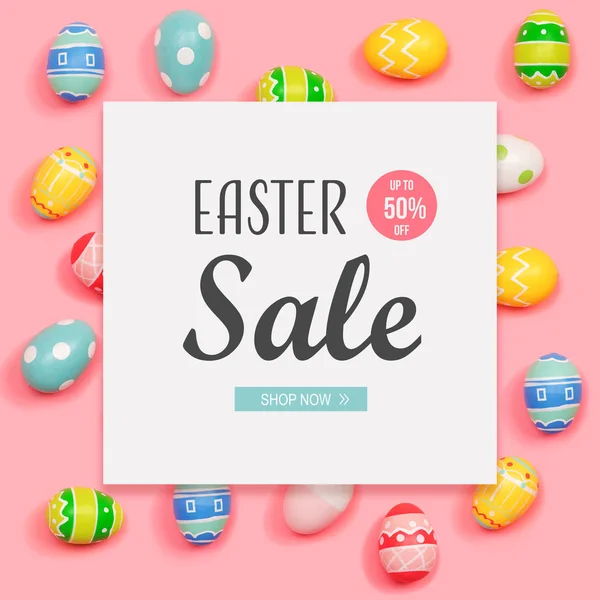 Easter sale message with Easter eggs — Stock Photo, Image