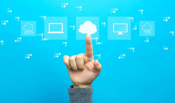 Cloud Computing mit der Hand — Stockfoto