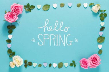 Merhaba bahar mesaj gül ve yaprakları