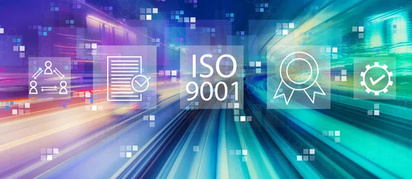 ISO 9001 com borrão de movimento de alta velocidade — Fotografia de Stock