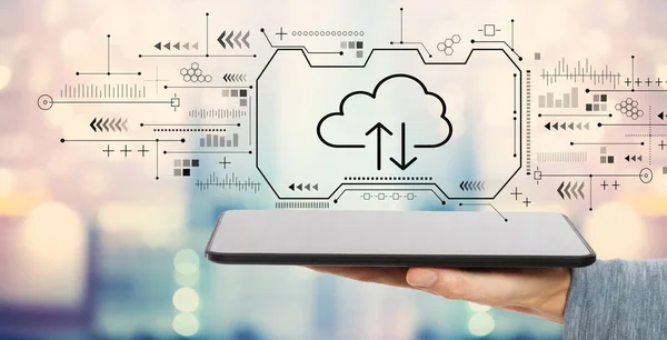 Cloud computing con tablet — Foto Stock