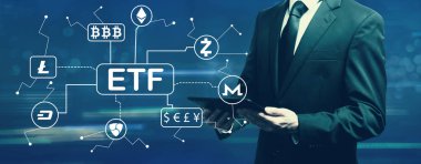 İşadamı ile Cryptocurrency Etf teması