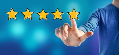 Five star rating with a man clipart
