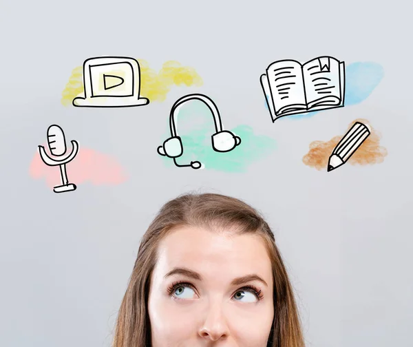 E-Learning illustration med ung kvinna — Stockfoto