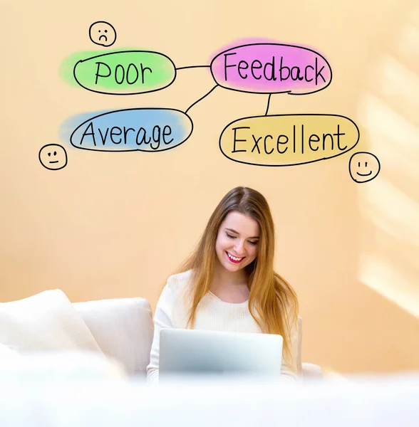 Feedback-Thema mit Frau am Laptop — Stockfoto