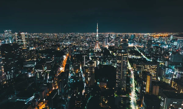 Vista aérea de la Torre de Tokio por la noche —  Fotos de Stock