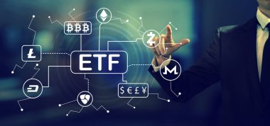 Bir işadamı ile Cryptocurrency Etf teması