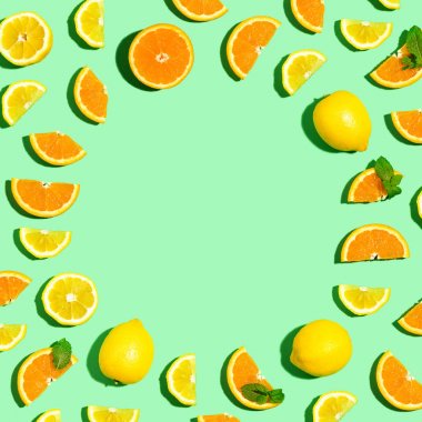 Portakal ve limon yuvarlak çerçeve