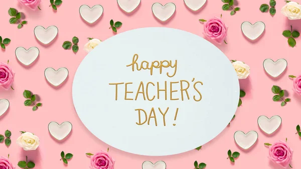 Teachers Day message with roses and hearts