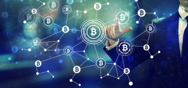Bir işadamı ile Bitcoin teması