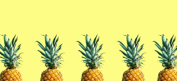 Ananasy na jednolitym kolorowym tle — Zdjęcie stockowe