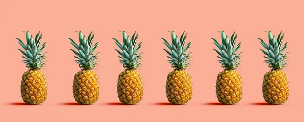 Pineapples on a solid color background — Stock Photo, Image