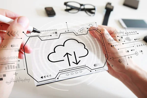 Cloud Computing mit dem Notebook — Stockfoto