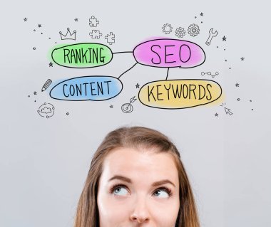 Genç kadın ile SEO kavramı