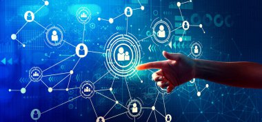 Bir düğmeye basarak el ile sosyal bağlantılar teması