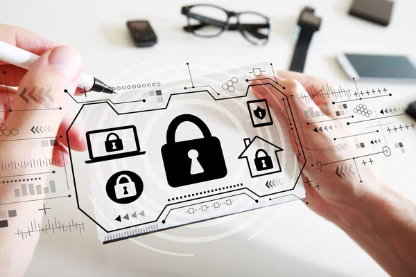 Tema di sicurezza con un notebook — Foto Stock